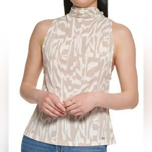 Calvin Klein women’s printed sleeveless tie back neck top